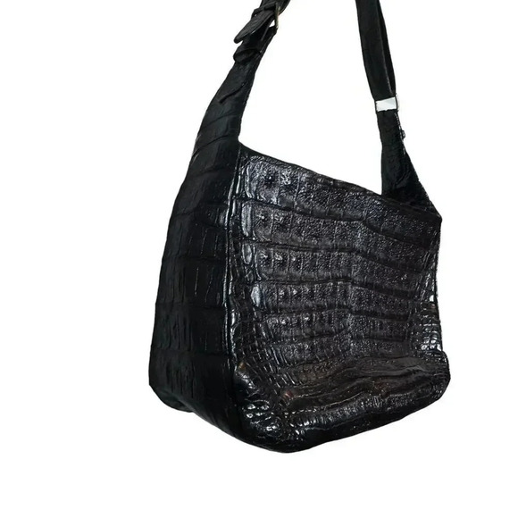 Vintage Alligator leather brown hobo handbag from Florance Italy 80's - Picture 6 of 11